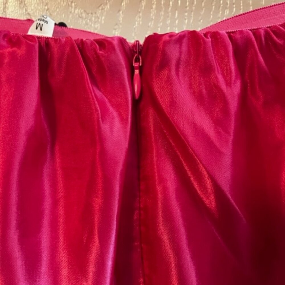 NWT Mable Vibrant Pink Bow Mini Strapless Satin Tulle Dress Medium Game Day - Picture 6 of 10